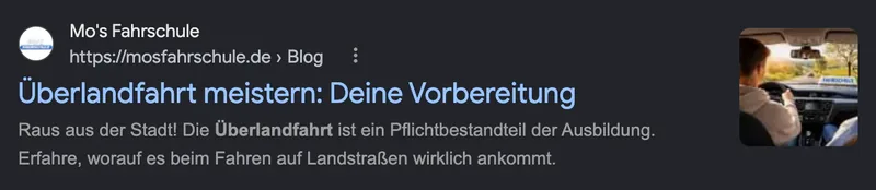 Google-Treffer von mosfahrschule.de für „überlandfahrt“