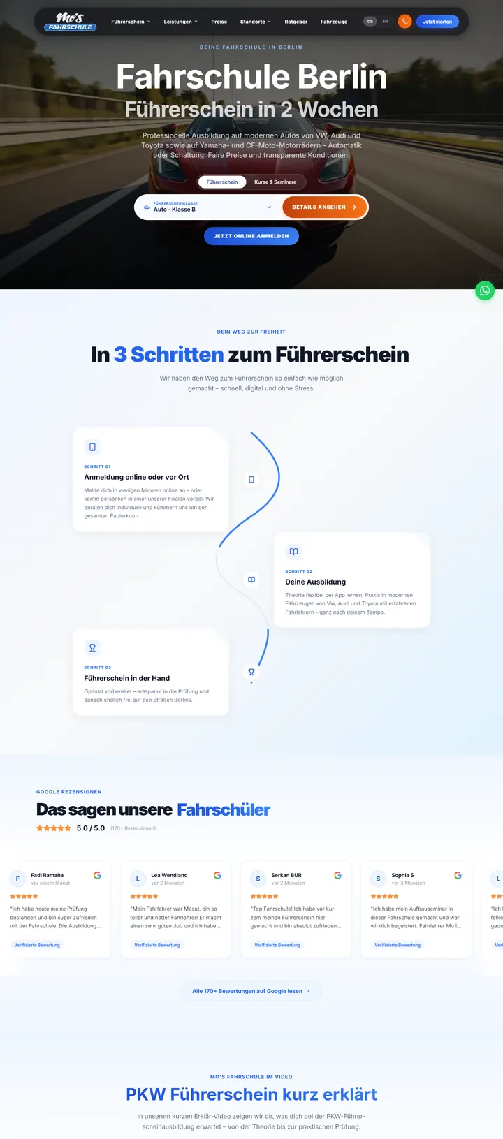 Startseite von mosfahrschule.de, Mo’s Fahrschule Berlin