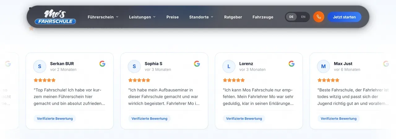 Mo’s Fahrschule Berlin, Google-Bewertungen