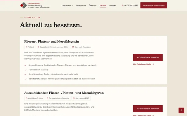 Fliesen Meßing – Karriereseite