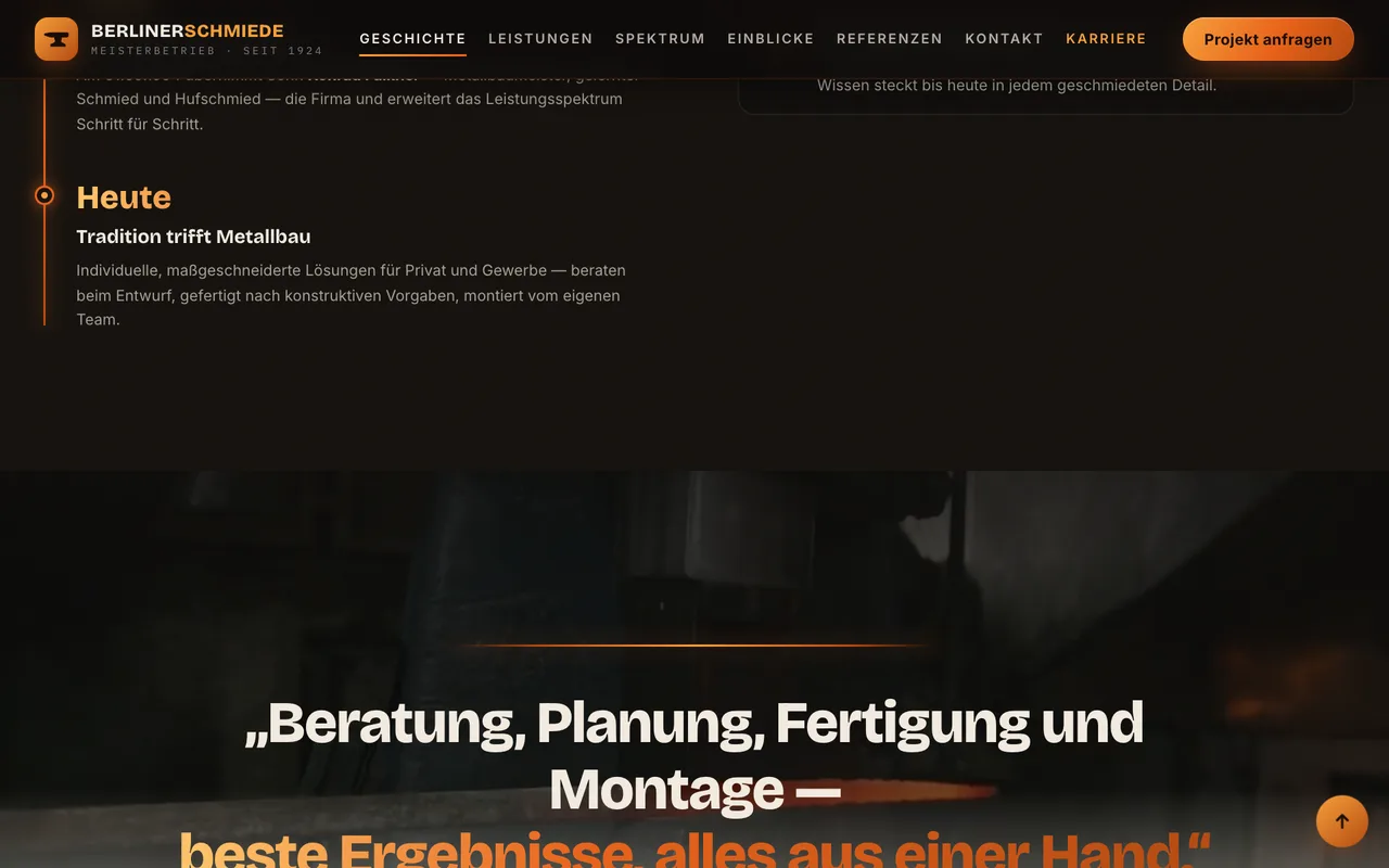 Design-Demo – Schmiede, Einblicke-Sektion